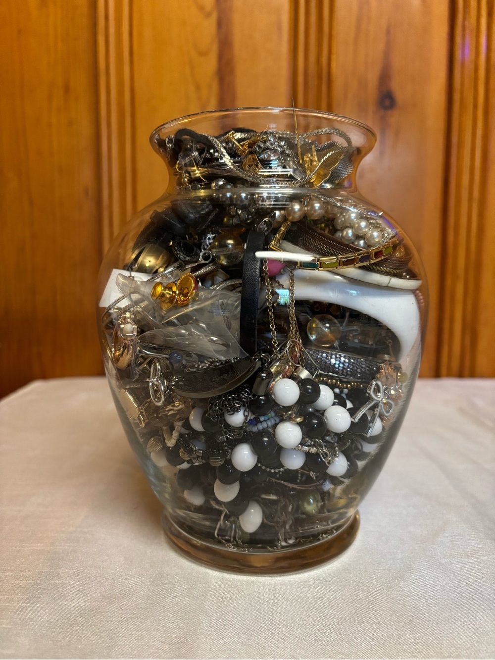 Costume Jewelry Mystery Jar 4.8 Pounds Earrings Necklaces Rings Pins Bracelets